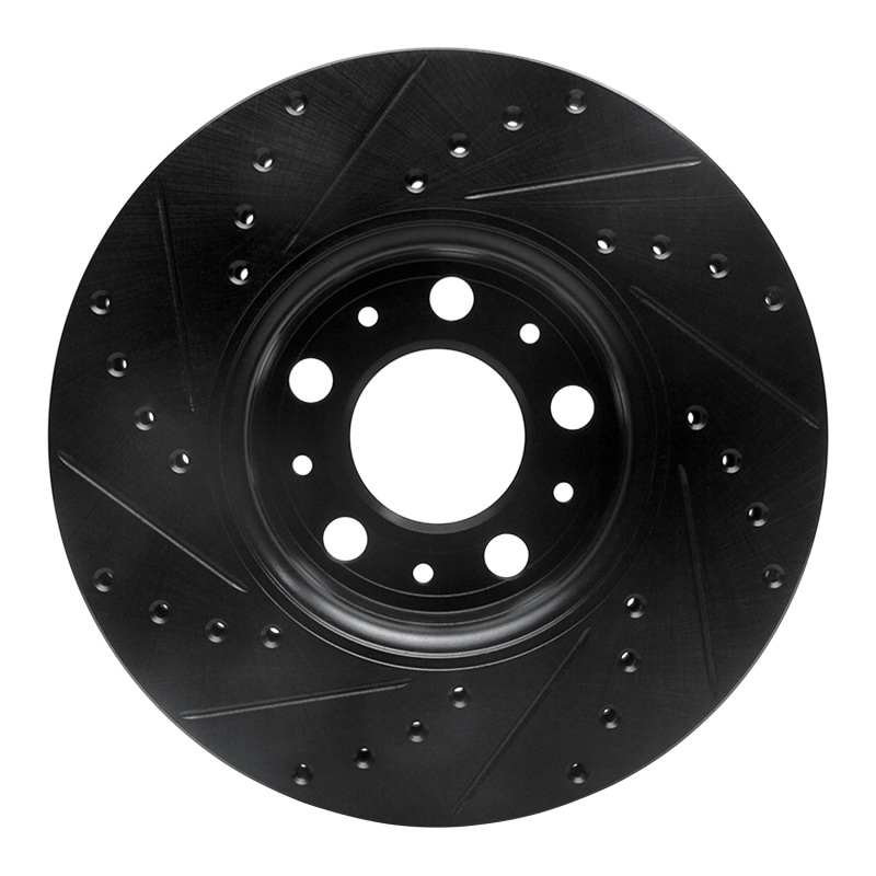 Volvo S60 Brake Rotor (1) - Front Right - R1 Concepts - Drilled & Slotted - Black - `99-`09